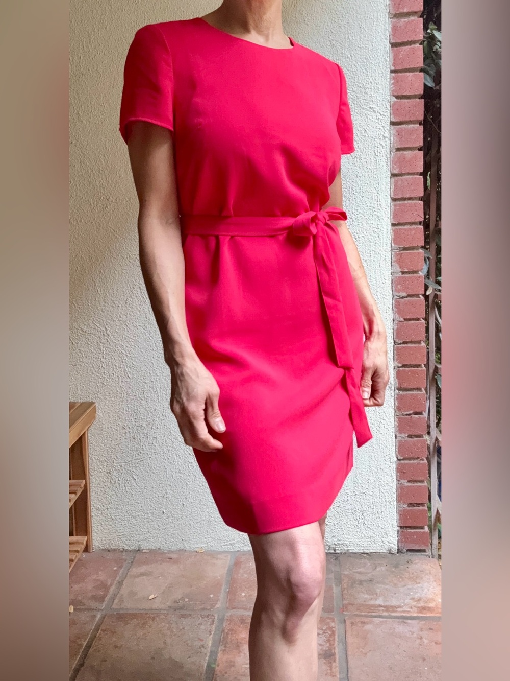 J. Crew Red Sheath Dress With Sash Belt